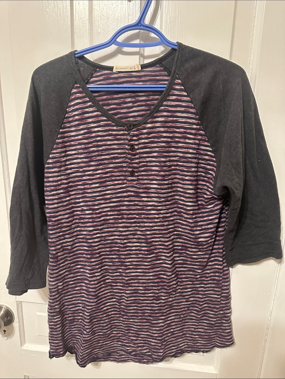 Alternative Maroon and Black Striped Henley Top